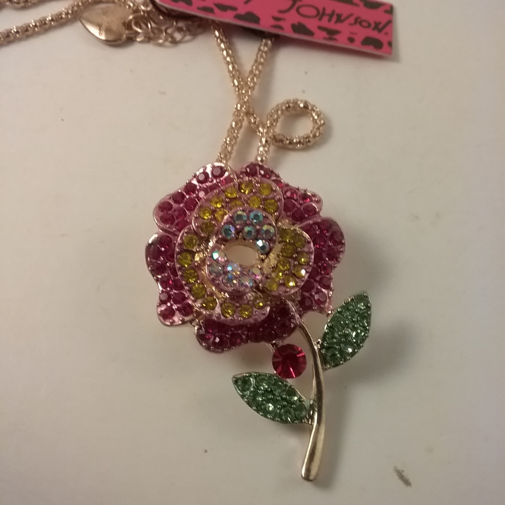 Betsey Johnson Pink Flower Necklace